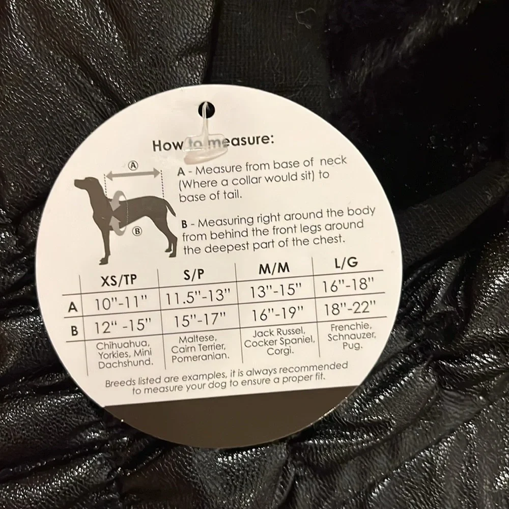 Silver Paw dog puff coat / jacket / apparel faux leather faux fur. Black. Size L - Picture 9 of 12